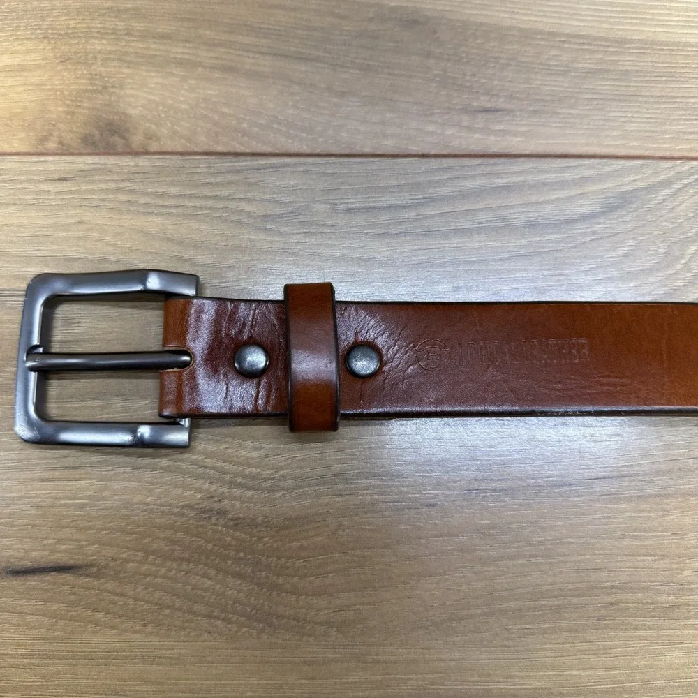 Logical Lather Mens Belt Size 34 Brown Leather Casual Work Minimalist